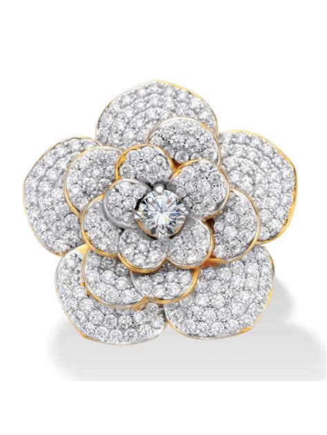 Palmbeach Jewelry Round Cubic Zirconia Rose Flower Cocktail Ring