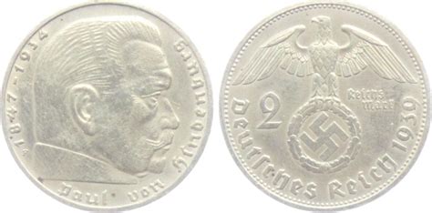 Drittes Reich Reichsmark F Hindenburg Vf Ma Shops