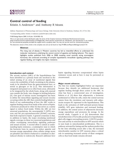 PDF Central Control Of Feeding