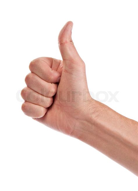 Male Hand Showing Thumbs Up Sign Isolated On White Stock Image Colourbox