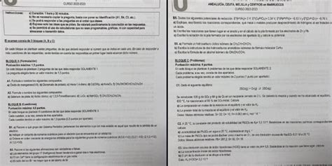 Selectividad Este ha sido el examen de Química en la PEvAU 2023 de