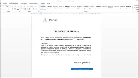 Como Hacer Un Certificado De Trabajo En Word 2013 2016 Youtube