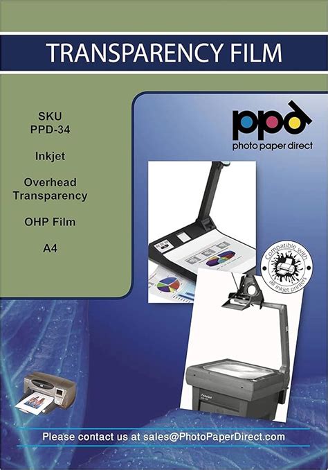 PPD Inkjet Premium Clear OHP Acetate Transparency Film Overhead