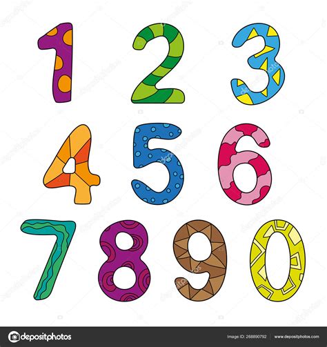 Vector Cartoon Kids Figures Set Of Color Numbers Stock Vector Image By