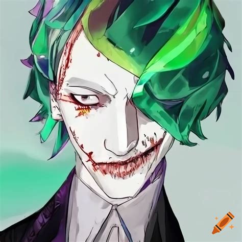 Manga Depiction Of The Joker With Green Hair And Unique Style On Craiyon