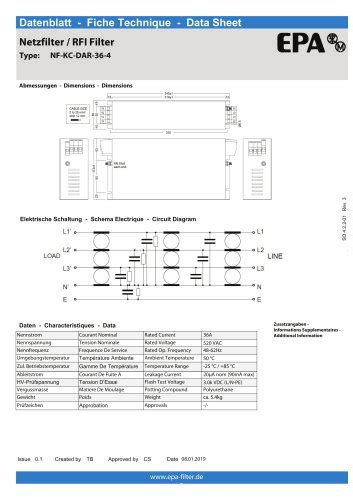 Rfi Filter Nf Kc Ll Epa Gmbh Pdf Catalogs Technical Documentation