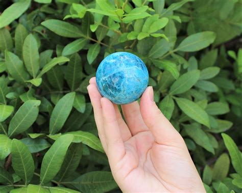 Blue Apatite Crystal Sphere with Stand, Large 2 Sphere ('AAA' Grade, Blue Apatite Sphere ...