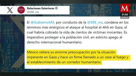 Gobierno Mexicano Condena Ataque Al Hospital En Gaza Grupo Milenio