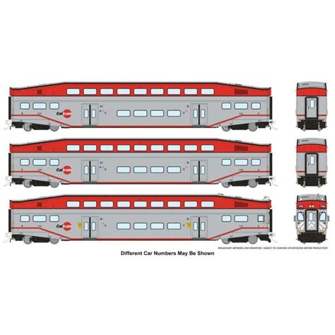 Rapido 146027, HO Scale BiLevel Commuter Cars, CalTrain, Set #1, Cab ...