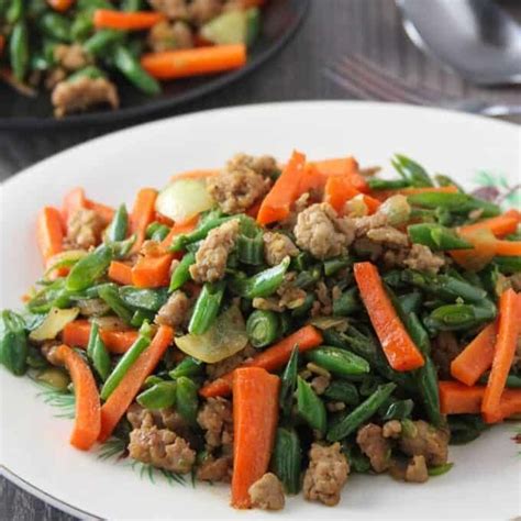 Pork And Green Bean Stir Fry With Tender Crisp Veggies And Minced Pork Is Delicious As It Is