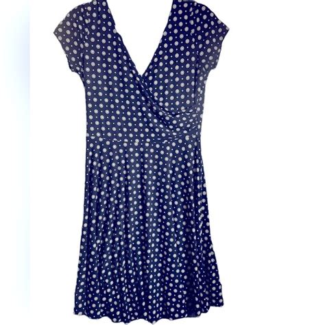 Kaileigh Dresses Navy Blue Mini Dress With Yellow White Polka Dots