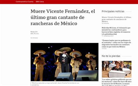 Muerte De Vicente Fernández Así La Reportaron Medios Internacionales