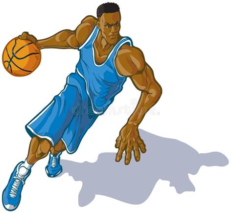 Male Basketball Player Dribbling Ball Vector Illustration Stock Vector ...