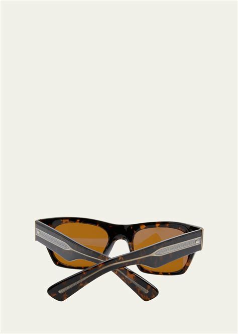 Oliver Peoples Tortoise-Shell Acetate & Crystal Rectangle Sunglasses - Bergdorf Goodman