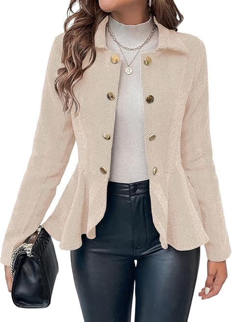 Cicy Bell Elegant Women Blazer Business Work Office Peplum Hem Jacket