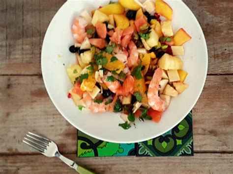 Salade Fruit E Aux Crevettes Et Saumon Fum Recette Par My Culinary