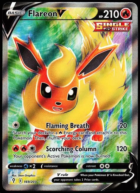 2021 Pokemon Evolving Skies Flareon V Full Art Ultra Rare Holo 169 203