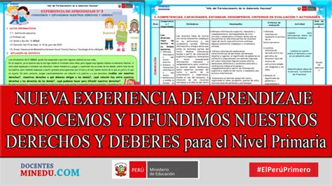 Nueva Experiencia De Aprendizaje Conocemos Y Difundimos Nuestros