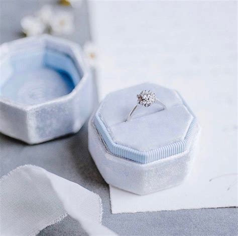 Blue Velvet Ring Box Proposal Ring Box Engagement Ring Box Etsy In