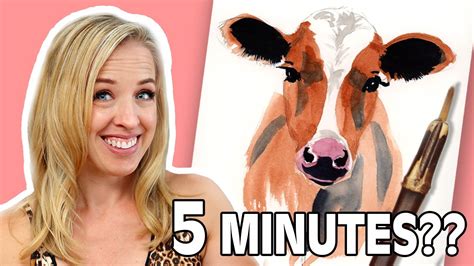 5 Minute Watercolor Cow Painting Tutorial Youtube