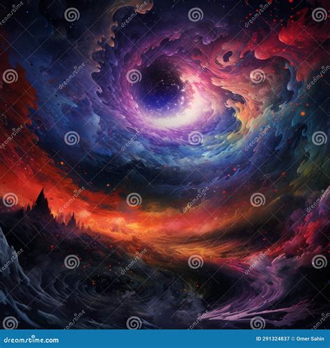 Surreal Cosmic Landscape With Black Hole Stock Image Image Of Force