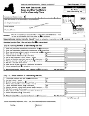 Fillable Online Tax Ny Form ST 809 June 2000 New York State And