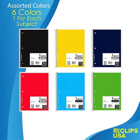 Cuaderno De Espiral Cuadernos De Rayas Anchas Paquete De 6 70 Hojas Un Solo Tema Cuadernos