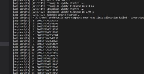 Fatal Error Ineffective Mark Compacts Near Heap Limit Allocation Failed Javascript Heap Out