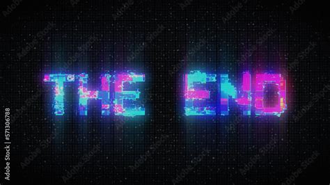 The End Retro Text Effect with Glitch Background. Stock Illustration | Adobe Stock