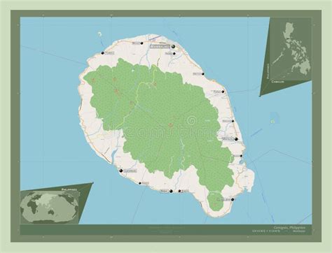 Camiguin Philippines OSM Labelled Points Of Cities Stock