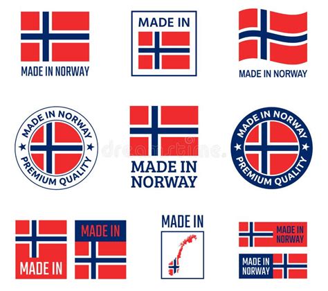 Made In Norway Labels Set Made In Kingdom Of Norway Product Emblem