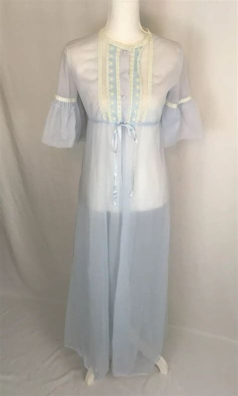 Elegant Miss Elaine Blue Sheer Soft Nylon Nightgown R… Gem