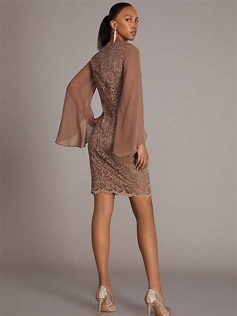 Sparkle Lace Knee Length Sheath Dress