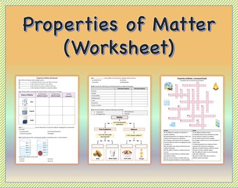 Properties Of Matter Grade 4 Worksheets