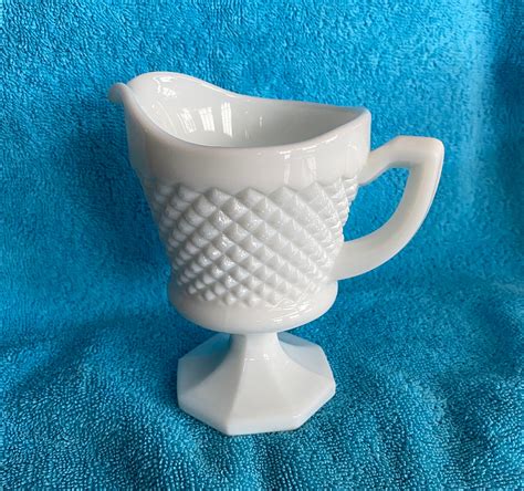 Vintage Hobnail White Milk Glass Creamer Pitcher Etsy