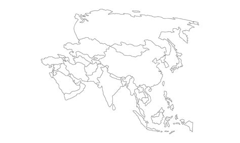 Black And White Map Of Asia