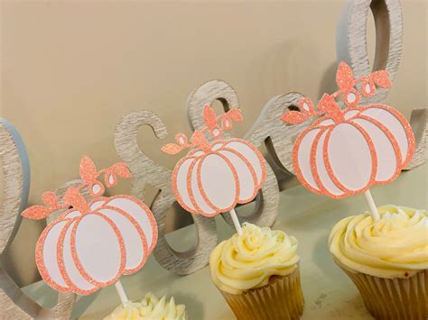 Pumpkin Cupcake Toppers Pumpkin Birthday Party Our Little Etsy