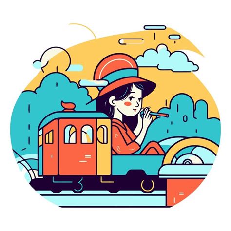 Premium Vector Vector Illustration Of A Girl In A Hat On The