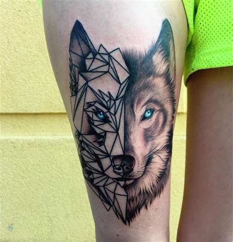 25 Amazing Geometric & Dotwork Wolf Tattoos - TattooBlend