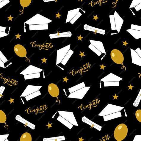 Premium Vector | Funny graduation seamless pattern Caps thrown up Grad ...