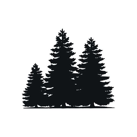 Illustration of pine tree silhouette isolated on white background ...