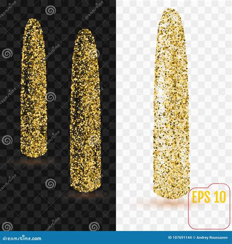 Dildo Dei Coriandoli Dell Oro Isolato Su Fondo Trasparente D Dorata Illustrazione Vettoriale