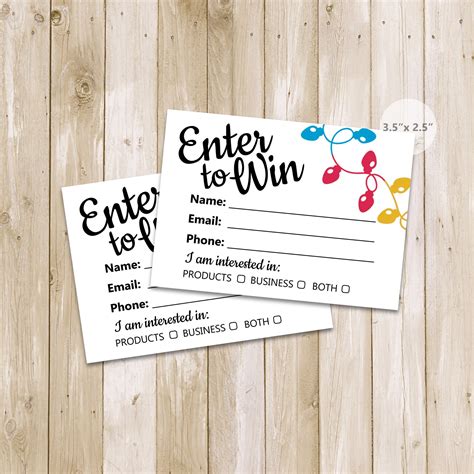 Printable Raffle Ticket Templates Enter To Win Card Light Bulbs