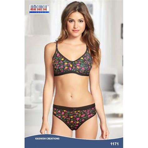 Padded 1171 Lady Printed Bra Panty Set With Sizes Available 30 32 34