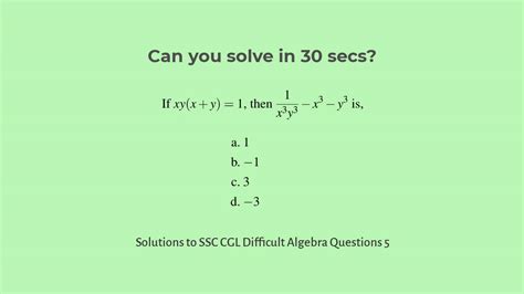 Algebra Questions For Ssc Cgl With Solutions Set Suresolv 12483 Hot