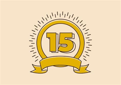 Premium Vector | Vintage yellow circle badge with number 15 on it
