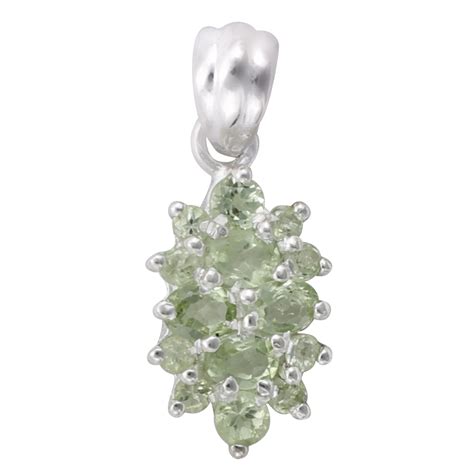 Superfine Sterling Silver Pendant With Peridot Stone Exotic India Art