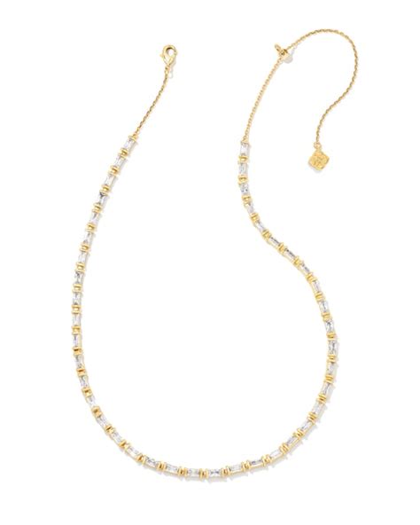 Juliette Gold Strand Necklace In White Crystal Kendra Scott