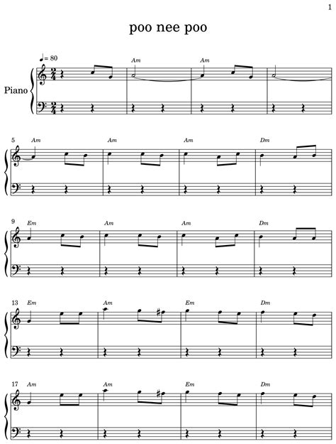 Poo Nee Poo Sheet Music For Piano