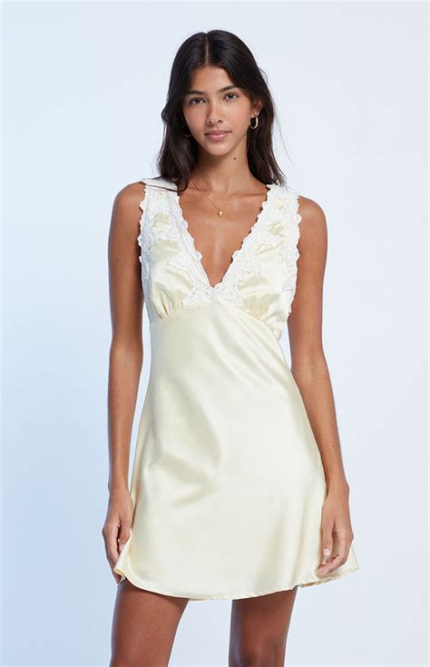 Lace Trim Satin Mini Dress Pacsun